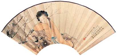 谢之光 甲戌（1934年）作 寿阳公主 扇面